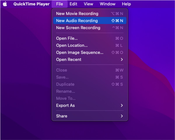MacでのQuicktimeの新しいオーディオ録音レコードMP3