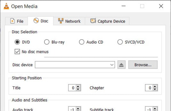 Scegli il file DVD VLC