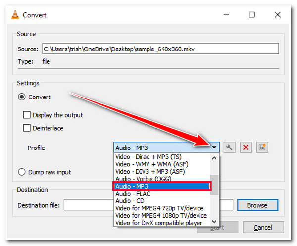 VLC Audio MP3 auswählen